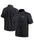 Фото #1 товара Men's Black Carolina Panthers Sideline Coach Short Sleeve Hoodie Quarter-Zip Jacket