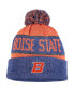Фото #3 товара Men's Orange and Heather Blue Boise State Broncos Below Zero Cuffed Pom Knit Hat