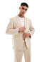 ASOS DESIGN wedding relaxed throw on suit jacket in camel micro texture Бежевый, Chest 40 Regular - фото #1