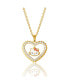 ფოტო #1 პროდუქტის Sanrio Brass Yellow Gold Plated Heart Cubic Zirconia Outlined Necklace with Dangle, Authentic Officially Licensed