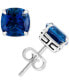 ფოტო #1 პროდუქტის EFFY® London Blue Topaz Cushion Stud Earrings (6-1/10 ct. t.w.) in Sterling Silver