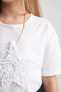 Kız Çocuk T-shirt Beyaz B6852a8/wt34