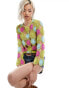 Reclaimed Vintage Limited Edition crochet flower long sleeve top in green