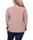 ფოტო #2 პროდუქტის Plus Size Short Balloon Sleeve Top with Hardware