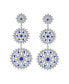 ფოტო #2 პროდუქტის CZ Long Fashion Statement CZ Clear Blue Large Round Multi Circle Dangling Statement Chandelier Earrings For Women Wedding Prom Rhodium Plated Brass