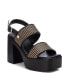 Women's Heeled Sandals, Black With Brown Accent