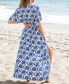 Women's Batik Print Dolman Sleeve Maxi Beach Dress