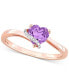 ფოტო #1 პროდუქტის Amethyst (5/8 ct. t.w.) & Diamond Accent Heart Promise Ring in 18k Rose Gold Flash-Plated Sterling Silver