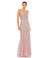 Фото #2 товара Women's Embellished Plunge Neck Sleeveless Trumpet Gown