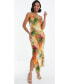 Фото #1 товара Women's Multi Color Marble Printed Midi Dress