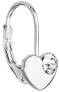 Silver heart earrings with Swarovski 31299.1 white