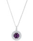 ფოტო #1 პროდუქტის Amethyst (1-1/5 ct. t.w.) & Lab-Grown White Sapphire (3/8 ct. t.w.) Halo Birthstone Pendant Necklace in Sterling Silver, 16" + 2" extender (Also in Additional Birthstones)