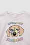 Kız Çocuk Baskılı Dokunmatik Işıklı Kısa Kollu Crop Tişört