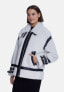 ფოტო #2 პროდუქტის Women's Shearling Jacket, Silky Black White Wool