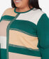 ფოტო #5 პროდუქტის Plus Size Emerald Isle Women's Colorblock Gold Trim Sweater