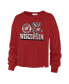 ფოტო #2 პროდუქტის Women's Red Distressed Wisconsin Badgers Bottom Line Parkway Long Sleeve T-shirt