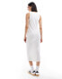 Vero Moda Aware ribbed racer neck midi dress in white