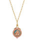 ფოტო #1 პროდუქტის 14K Gold-Dipped Pink Enamel Mary and Child Image Locket Necklace