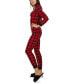Фото #2 товара Women's Buffalo Plaid Long Sleeve Tapered Bottom 2 Piece Pajama Set