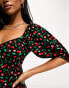 Фото #8 товара Miss Selfridge Petite babydoll smock dress in cherry print