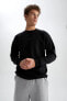 Boxy Fit Bisiklet Yaka Sweatshirt