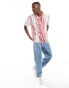 Another Influence beach shirt in red white stripe