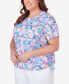 ფოტო #5 პროდუქტის Plus Size Paradise Island Geometric Top with Braided Neckline