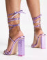 Фото #4 товара Public Desire Exclusive Wide Fit Amira block heel sandals in purple metallic