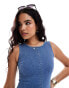 Фото #2 товара ASOS DESIGN denim sleeveless mini dress with seam detail in mid blue