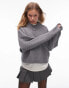 Topshop knitted premium 100% lambswool v-neck relaxed jumper in dark grey