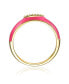 ფოტო #2 პროდუქტის RA Young Adults/Teens 14k Yellow Gold Plated with Cubic Zirconia Pink Enamel Stackable Band Chevron Ring