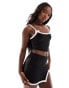 Kaiia contrast trim bow detail cami top co-ord in black