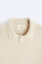 Cotton - linen knit polo shirt