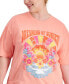 ფოტო #3 პროდუქტის Trendy Plus Size Sunset Dreams Graphic Boyfriend T-Shirt