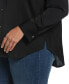 Plus Size Notch Collar Silk Long Sleeve Button-Down Blouse