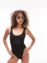 Фото #4 товара Topshop Tall rib scoop back swimsuit in black