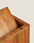 Square wooden bathroom wastepaper bin