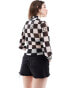 Фото #2 товара HUGO Blue long sleeve high neck mesh top in checkerboard