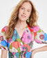 Фото #3 товара Women's Printed Elbow-Sleeve Mini Dress, Created for Macy's