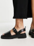 ASRA Exclusive Samba flat sandals with buckle strap in black leather