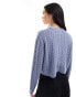 Фото #3 товара ASOS DESIGN crew neck crop jumper in open stitch in blue