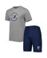 ფოტო #1 პროდუქტის Men's Gray and Navy Memphis Grizzlies T-shirt and Shorts Sleep Set