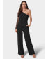 Фото #1 товара Women's Long Sleeve Mesh One Shoulder Jumpsuit