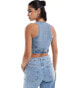 Фото #3 товара Levi's Mona denim corset crop top in mid blue