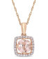 ფოტო #1 პროდუქტის Morganite (4/5 ct. t.w.) and Diamond (1/10 ct. t.w.) Floating Halo 17" Necklace in 10k Rose Gold