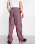 ASOS DESIGN smart wide wool mix trousers in burgundy puppytooth