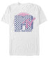 Men's Checkered Pattern Sunset Color Fill Logo Short Sleeve T- shirt
