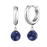 Silver round earrings with blue lazurity ERE-LP-CR