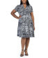 ფოტო #1 პროდუქტის Plus Size Short Sleeve Rouched Wrap Dress