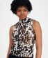 ფოტო #3 პროდუქტის Women's Textured Mock-Neck Sleeveless Top, Created for Macy's